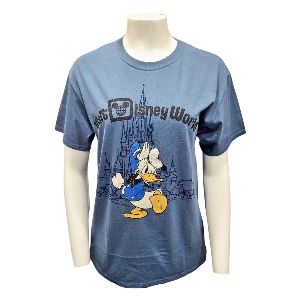 Nwt - Walt Disney World Donald Duck Castle Tee In Blue Grey - Size Xl
